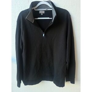 Ted Baker Textured Knit‎ Quarter Zip Pullover Sweater Cotton Blend Mens Black